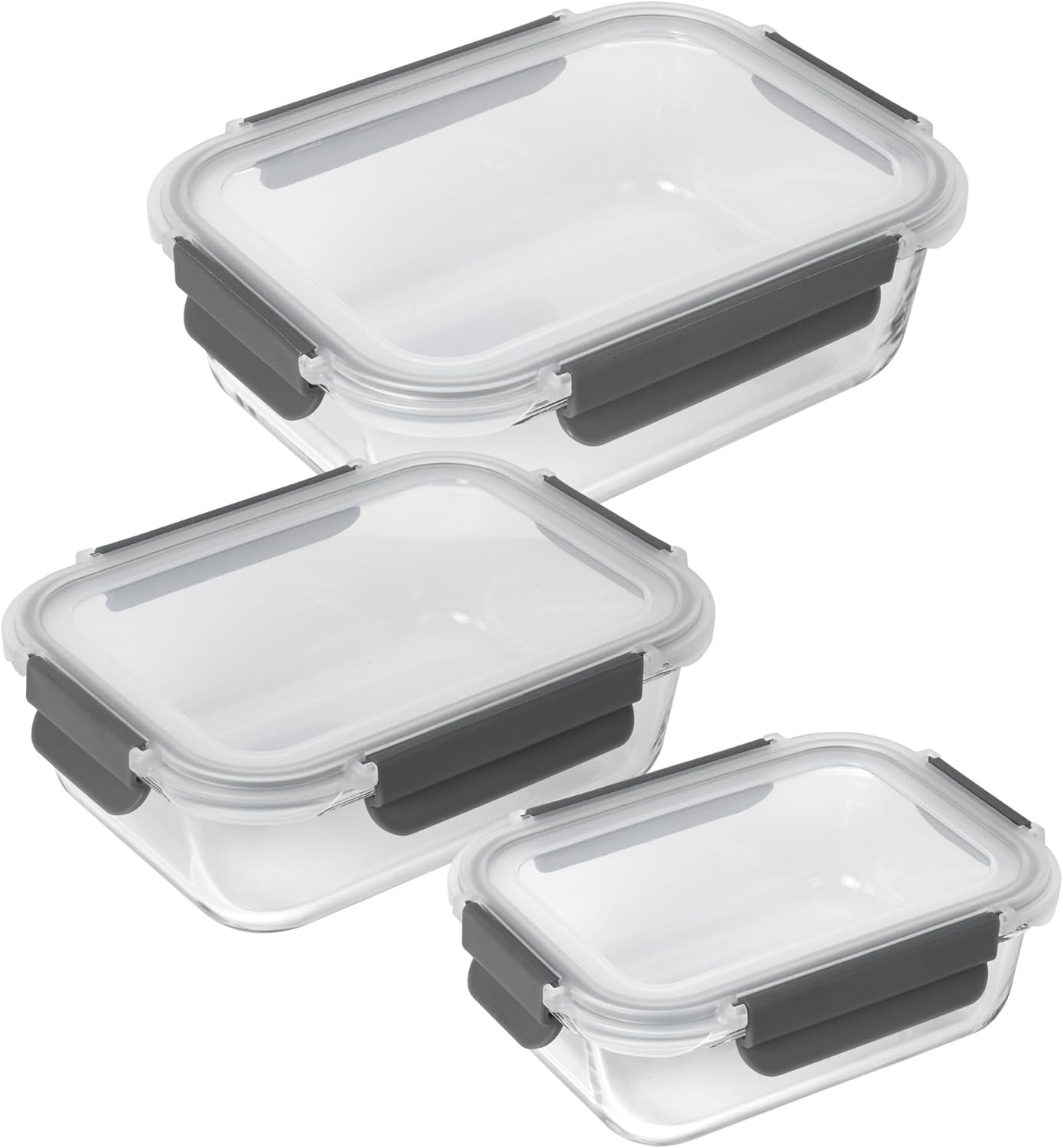 KUHN RIKON 24031 Borcan de sticlă, sticlă, transparent Cutii depozitare alimente Naty Shop Set 0,64 L/1,05 L/1,52 L