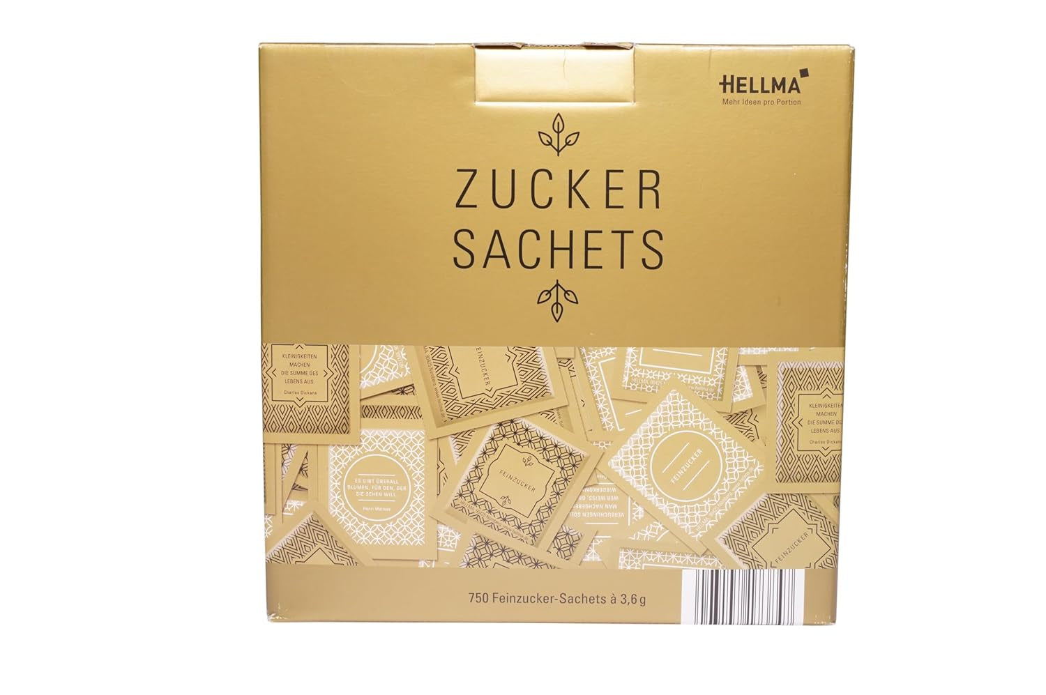 Hellma Zucker-Bustine Goldline 750 Stk. Je 3.6 G – 3.6 Kg Vorrats-Box - Zuckertütchen Einzeln, Für Kaffee Oder Tee Dolcificanti Naty Shop