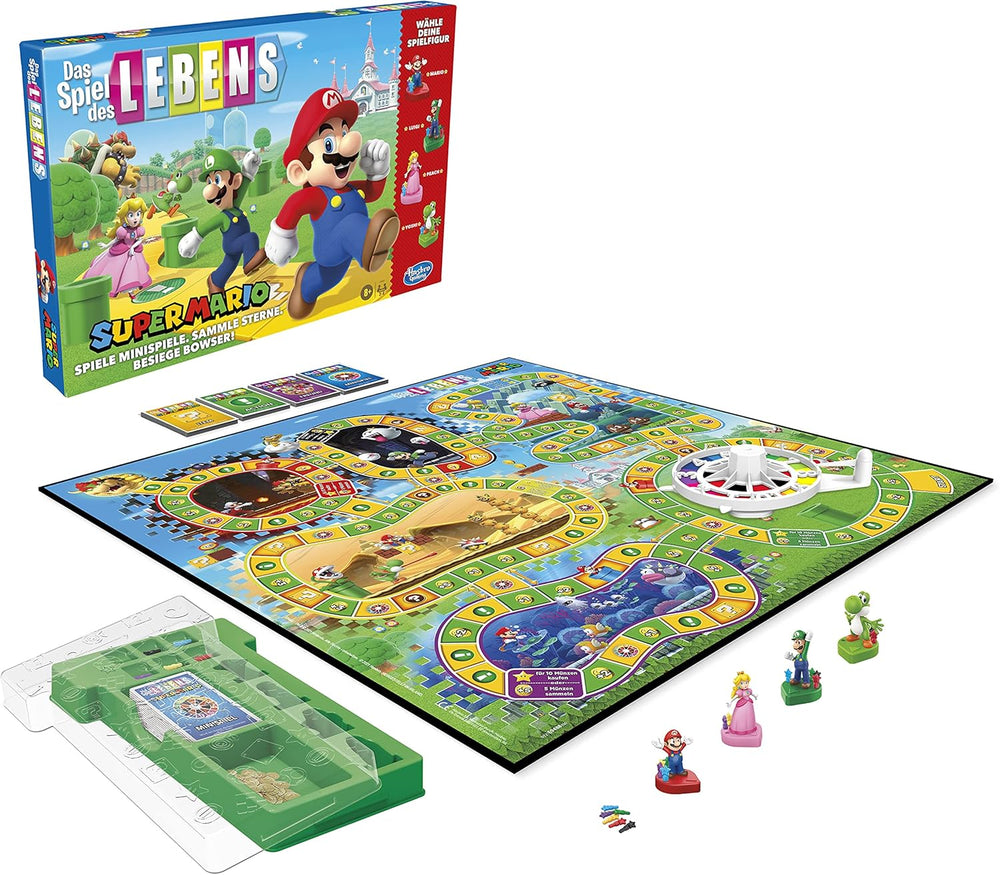 Hasbro The Game of Life Gioco da tavolo Super Mario per bambini dagli 8 anni in su, gioca a minigiochi, raccogli stelle e combatti Bowser