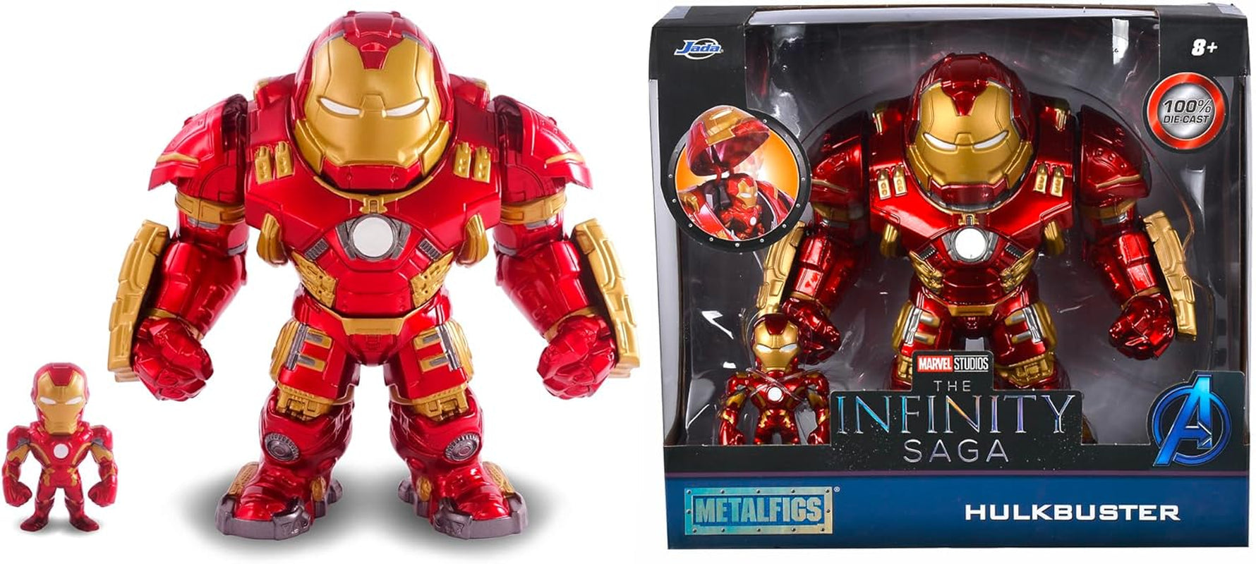 Jada Toys Marvel Figure Hulkbuster e Ironman, Casco aperto e chiuso, Personaggi da collezione, Set, Pressofuso, Rosso, Misura: 6 pollici Hulkbuster e 2 pollici Ironman Action Figure Naty Shop