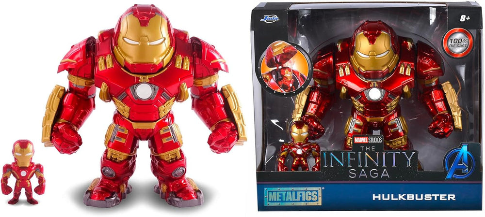 Jada Toys Marvel Figure Hulkbuster e Ironman, Casco aperto e chiuso, Personaggi da collezione, Set, Pressofuso, Rosso, Misura: 6 pollici Hulkbuster e 2 pollici Ironman Action Figure Naty Shop