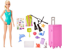 Barbie Seria You Can Be Anything, Biolog Marin, 1x Păpușă cu Păr Blond, Costum de baie, Delfin, Accesorii, Cadou pentru copii, Jucărie pentru vârste de 3 ani și peste, HMH26