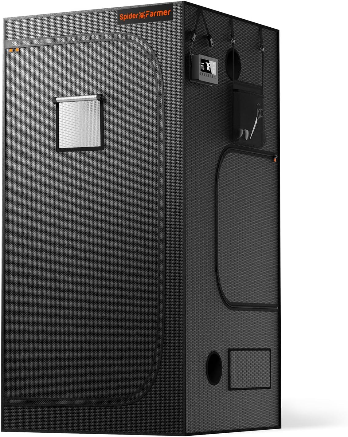 Tenda da coltivazione Spider Farmer Pro 70x140x200 cm con porta scorrevole, finestra di osservazione, pannello pavimento rimovibile, tessuto Mylar 2000D, per coltura idroponica da interni con SF4000, G4500, SE4500
