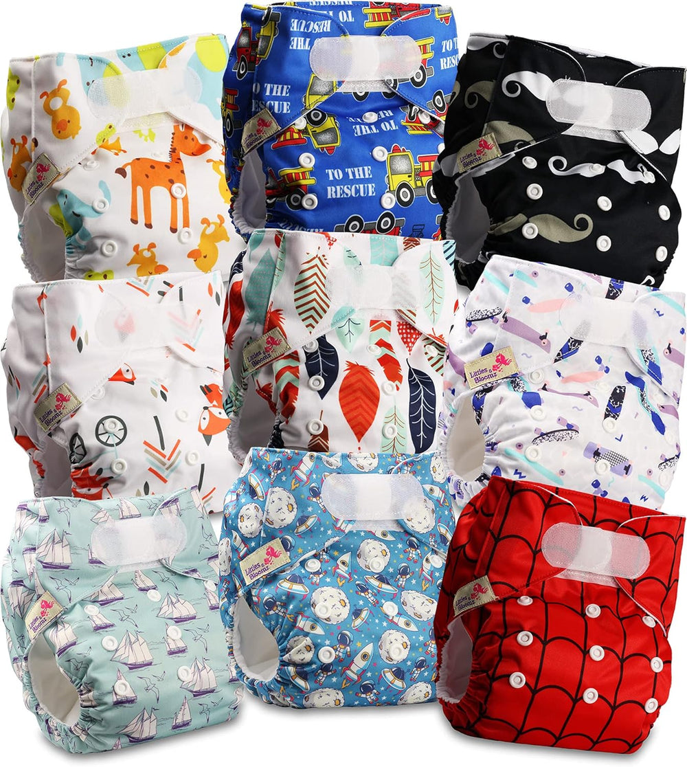 Pannolini riutilizzabili Littles and Bloomz FLV2-0602, chiusura standard con gancio e anello, 6 pannolini