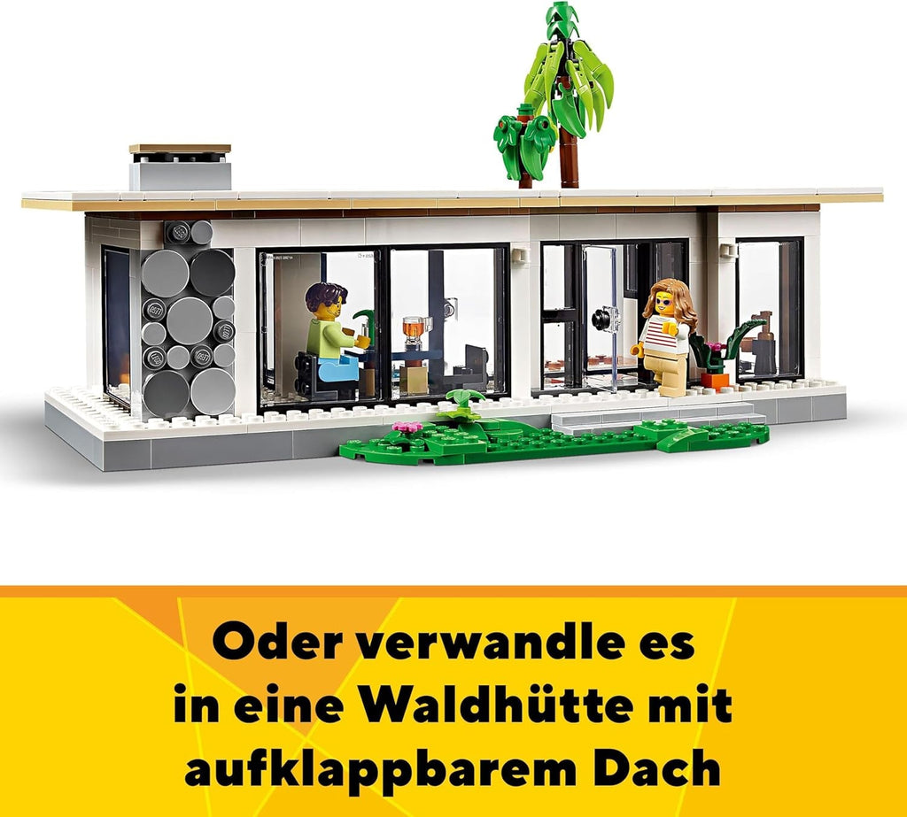 LEGO Creator Modern House, set 3 în 1 pentru a converti într-o casă de oraș sau o cabană în pădure, model de casă, idee de cadou pentru băieți și fete de la 9 ani, jucărie educativă 31153 Seturi de constructie Besuche den LEGO-Store