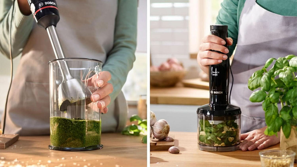 Bosch Stabmixer Ergomaster Serie 4, 1000 Watt, Edelstahl-Mixstab, Zerkleinerer, Mix-/Messbecher, Schwarz Bucatarie Naty Shop