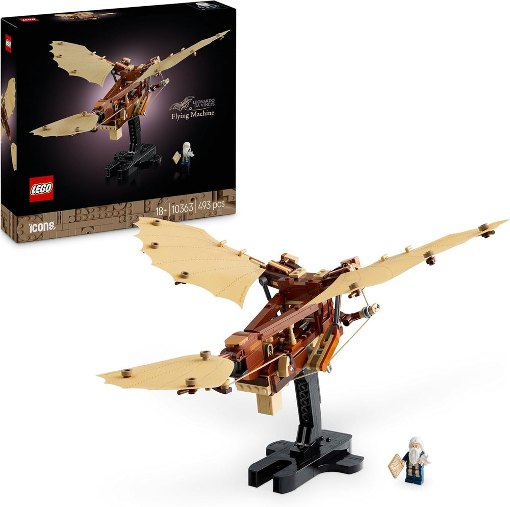 LEGO Icons La macchina volante con ali battenti di Leonardo Da Vinci - Include minifigure e supporto - Set da costruzione per adulti - Set decorazioni per la casa - Idea regalo - 10363 Set da costruzione Besuche den LEGO-Store Titolo predefinito