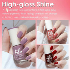 Set di smalti per unghie da 6 pezzi - Smalto per unghie rosso brillante a lunga durata ad asciugatura rapida - Smalto per unghie non tossico a base d'acqua per regalo di manicure per saloni fai da te (Colore A)