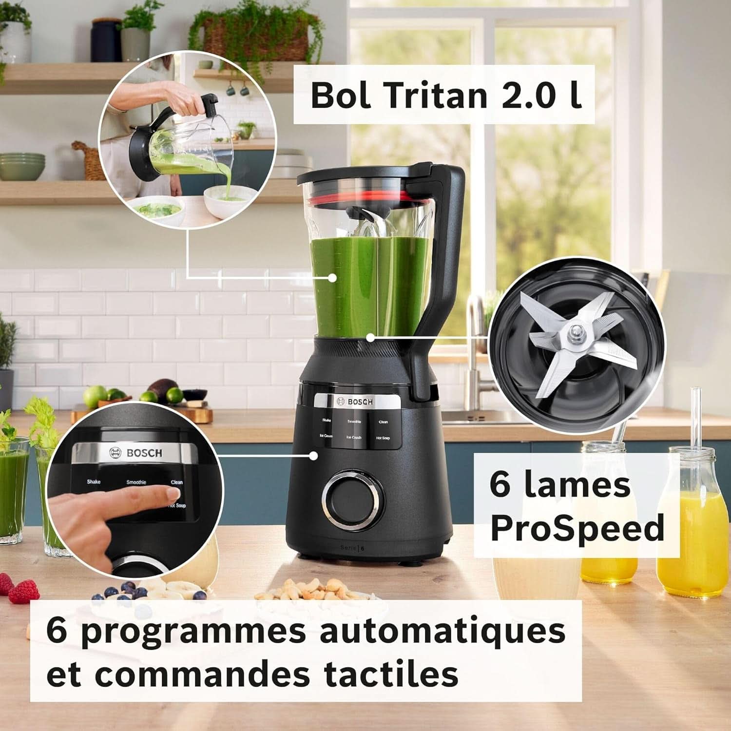 Robot da cucina Vitapower, Serie 6, 1.800 W, 6 programmi, Prospeed Klingen, Tritan™-Krug, Schwarz, MMB6652B Kitchen Naty Shop