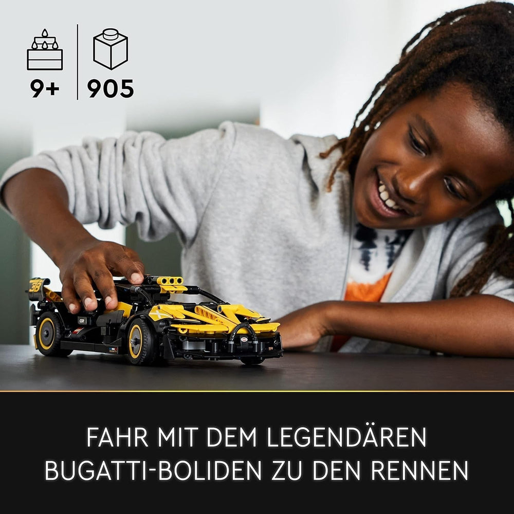 LEGO Technic Auto da corsa Bugatti, Kit modello di auto, Giocattolo per auto sportiva, Set di auto da collezione iconico, Giocattolo da costruzione da 9 anni 42151 Set di costruzione Besuche den LEGO-Store
