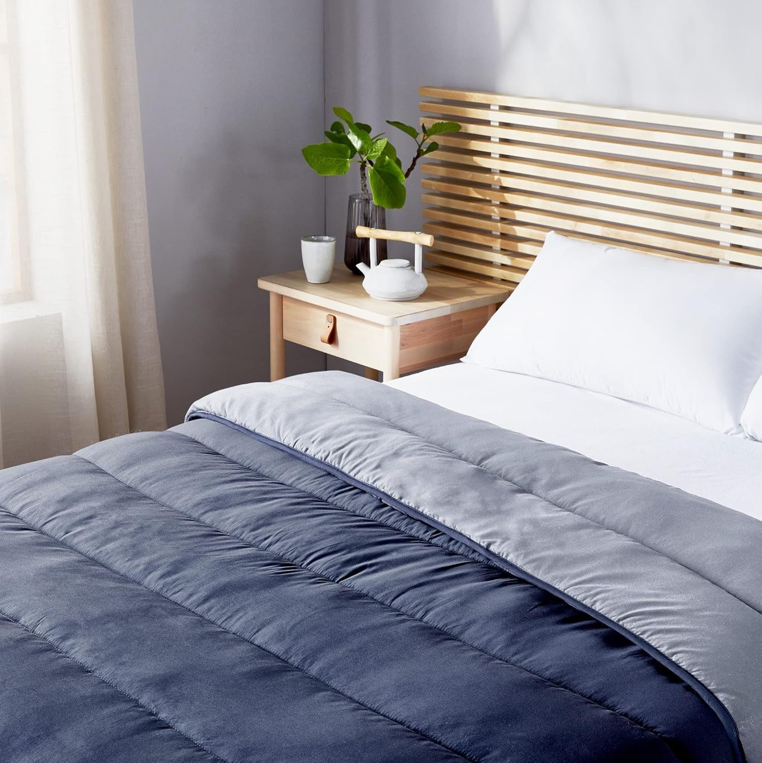 Pikolin Home - Trapunta reversibile 300 G - Imbottitura nordica bicolore - Per letto 150 - Accogliente, calda, traspirante, giallo senape, 240 X 220 Cm Trapunte e trapunte Naty Shop