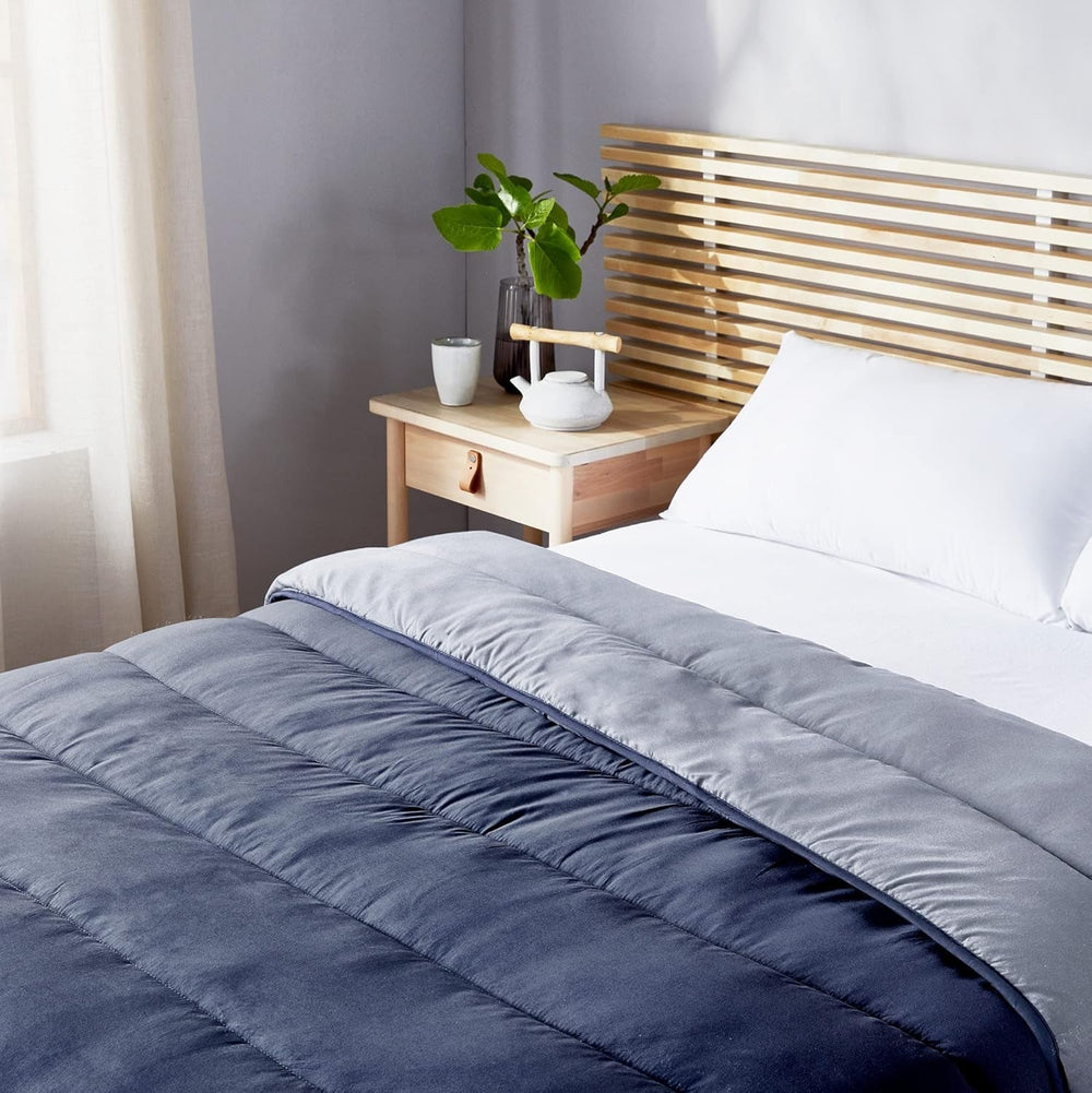 Pikolin Home - Trapunta reversibile 300 G - Imbottitura nordica bicolore - Per letto 150 - Accogliente, calda, traspirante, giallo senape, 240 X 220 Cm Trapunte e trapunte Naty Shop