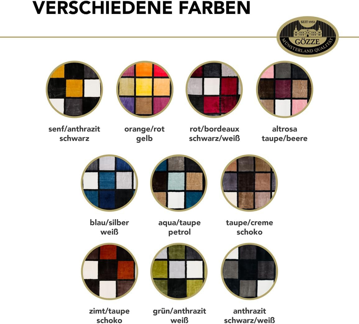 Gözze - Coperta morbida e confortevole, sensazione cashmere, peso tessuto pesante 500 G/M², Antigua, 150 X 200 Cm - Senape/Nero/Bianco Letti e coperte Besuche den Gözze-Store