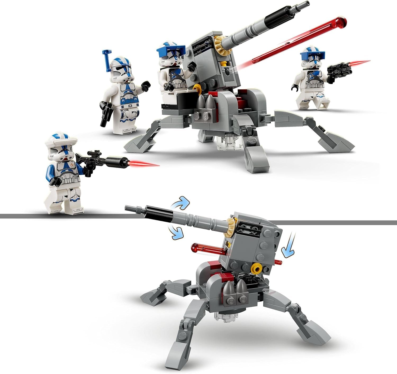LEGO 75345 Star Wars 501St Clone Troopers Battle Pack Set cu vehicule și 4 figurine, jucărie construibilă cu tun AV-7 anti-vehicul și trăgător cu arc Seturi de constructie Besuche den LEGO-Store