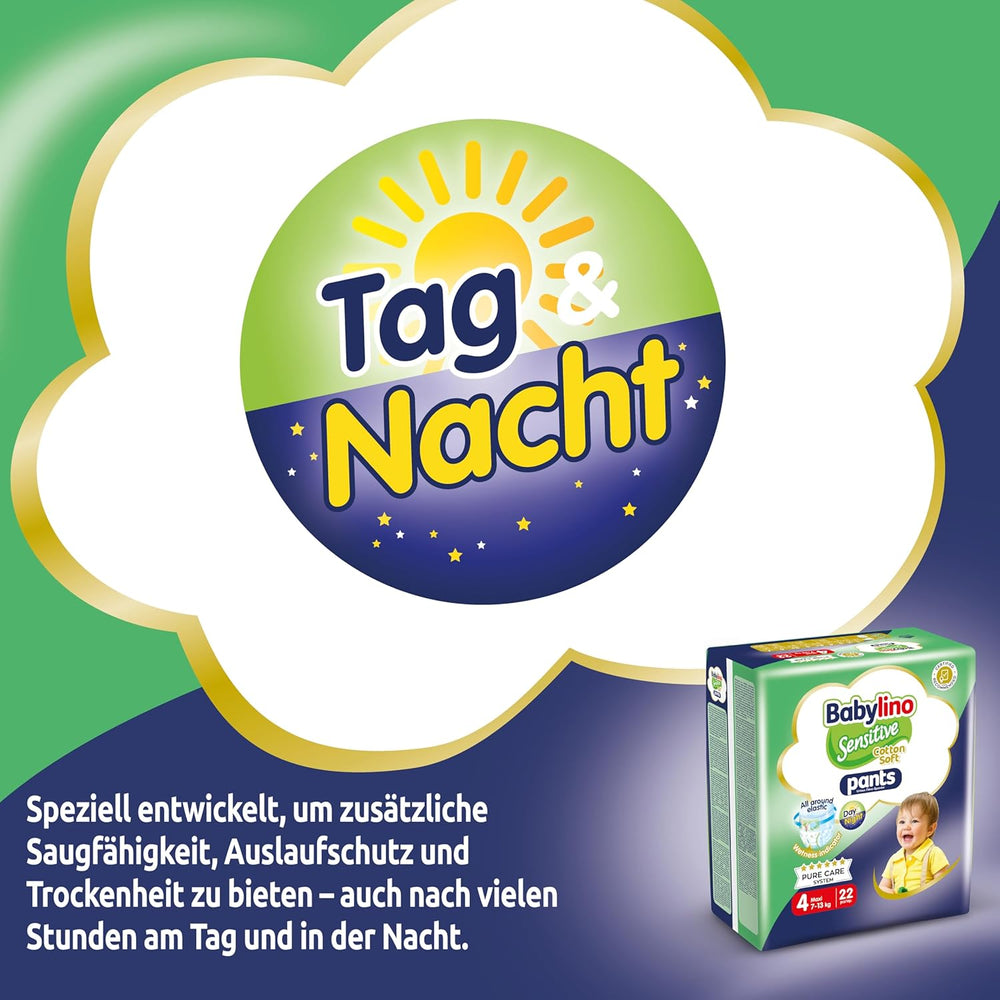 Pannolini Sensitive Cotton Soft, taglia 4, Pantaloni Maxi (7-13 kg), 22 pezzi