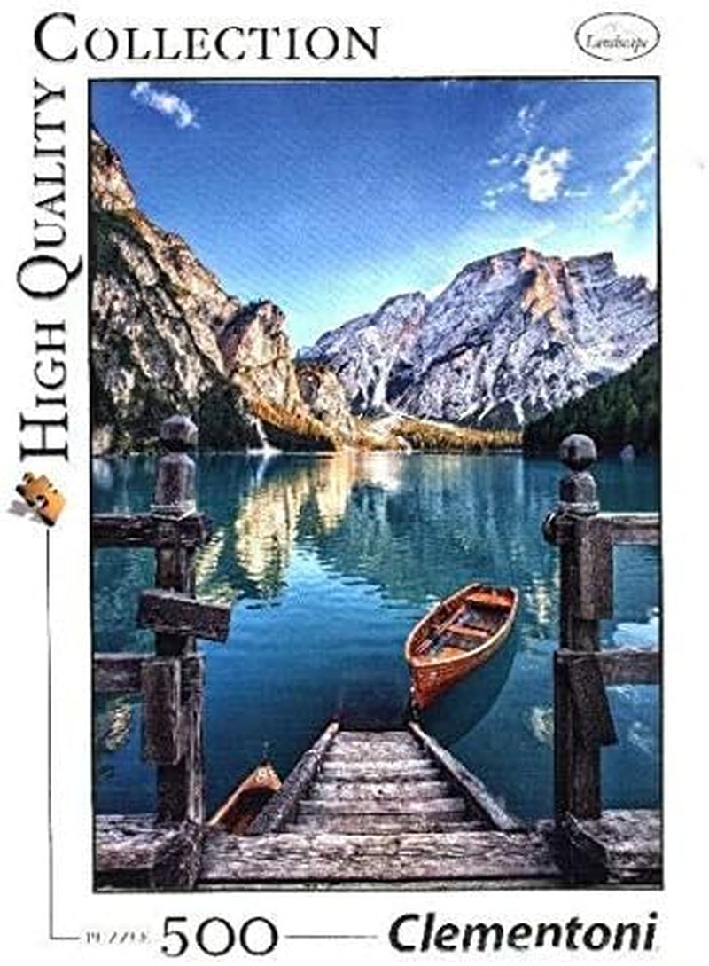 Clementoni 35039 Braies Lake - Puzzle 500 piese de la 9 ani, Puzzle colorat pentru adulți cu culori îndrăznețe, Joc de îndemânare pentru întreaga familie, Idee frumoasă de cadou Puzzle Naty Shop