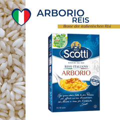 Riso Arborio, riso extrafino per risotti, riso italiano, tempo di cottura 15-18 minuti, 1 kg