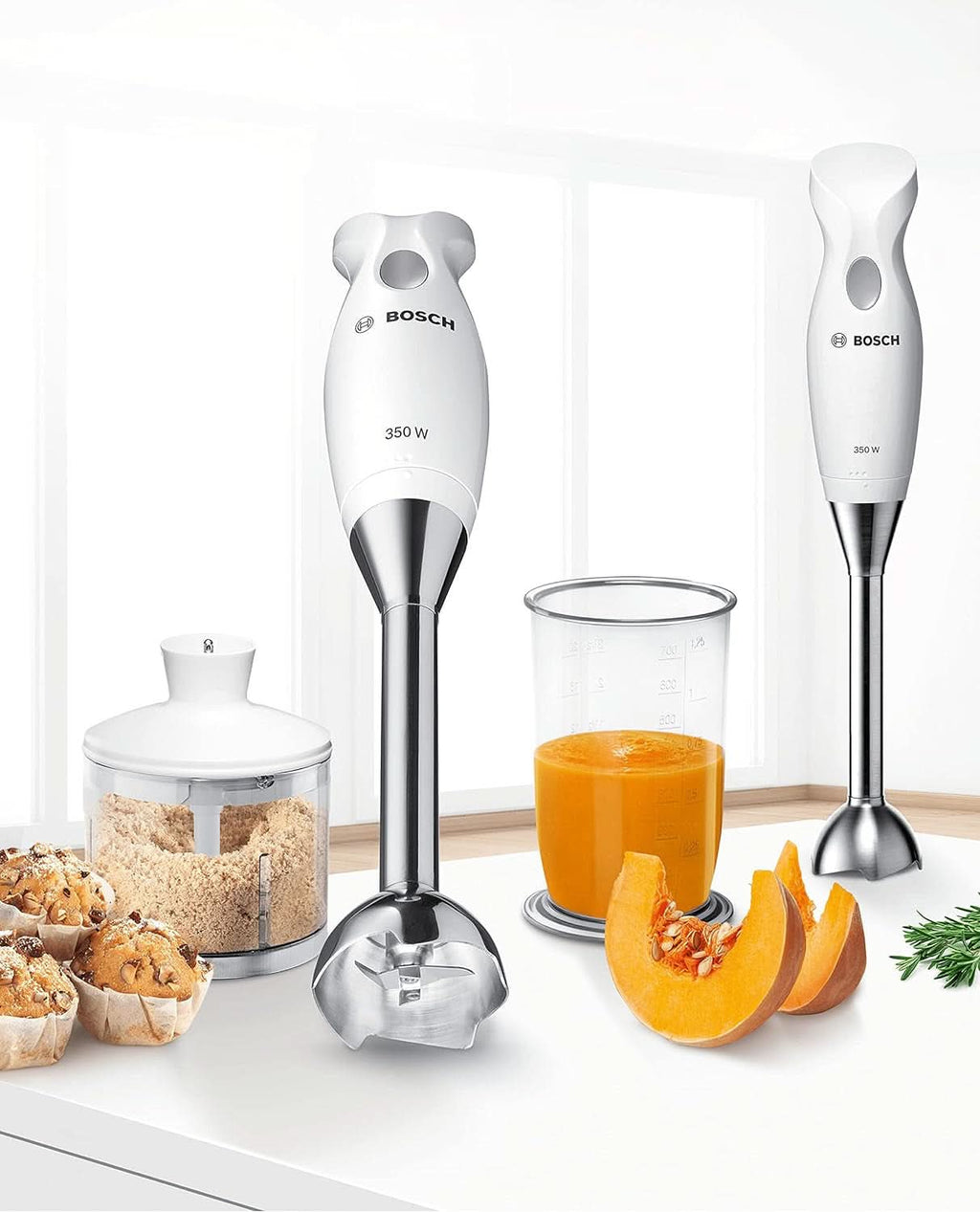 Haushaltsgeräte MSM6B500 Stabmixer, 350 W, Silber/Weiß Bucatarie Naty Shop