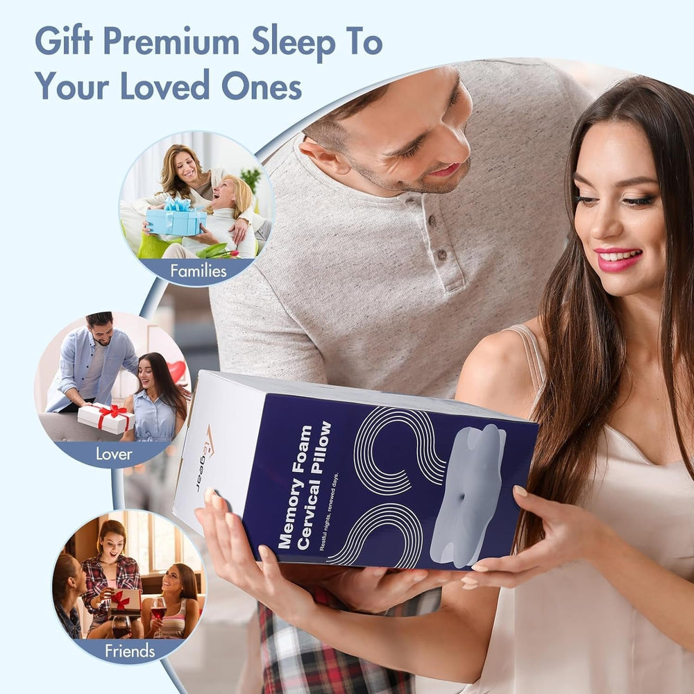 Elegear Pernă din spumă de memorie cu capac de pernă de răcire, pernă pentru dureri de gât Pernă pentru dormit lateral Pernă ergonomică Pernă ortopedică pentru dormit lateral, spate, abdominal 63X 10/14 X36Cm Perne ortopedice cervicale Naty Shop