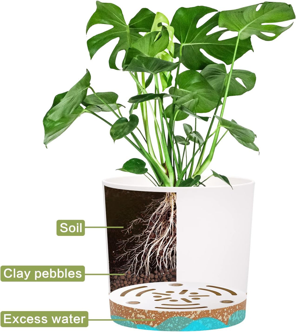 Set di 2 vasi da fiori da 12,7 cm, vasi per piante da interno con fori di drenaggio e base rimovibile, sottovasi decorativi moderni per fioriere da giardino all'aperto (Bianco 12,7 cm)