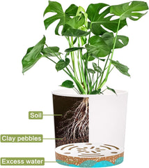 Set di 2 vasi da fiori da 12,7 cm, vasi per piante da interno con fori di drenaggio e base rimovibile, sottovasi decorativi moderni per fioriere da giardino all'aperto (Bianco 12,7 cm)