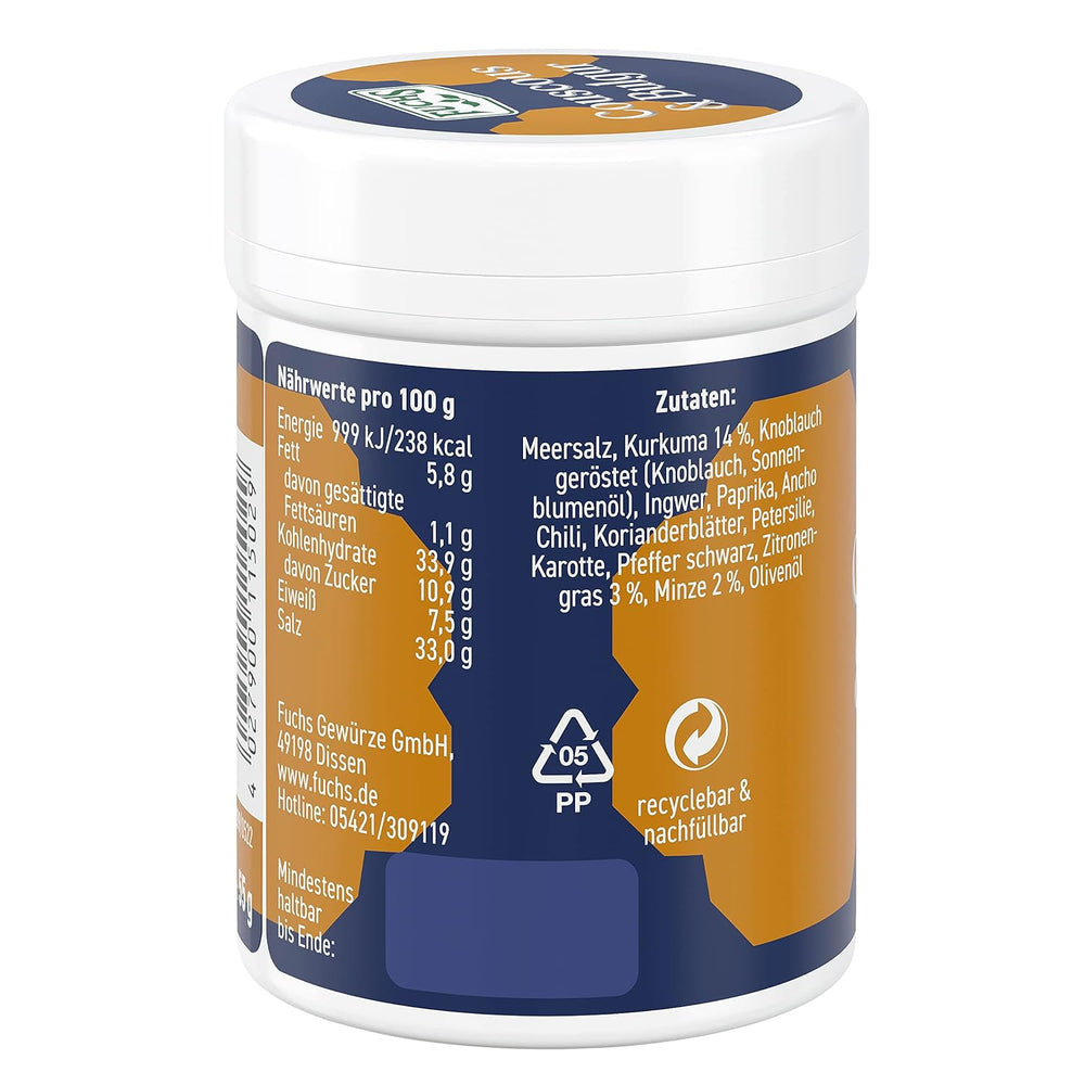 Fuchs Spices Gourmet Selection Medio Oriente/Africa - Miscela di spezie per couscous e bulgur Miscela di spezie ricaricabile per condire piatti vegani a base di bulgur 55g