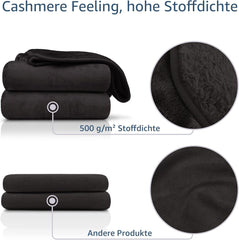 Amago - Comoda coperta, effetto cashmere, 180 X 220 cm - Nero Letti e coperte Besuche den Gözze-Store