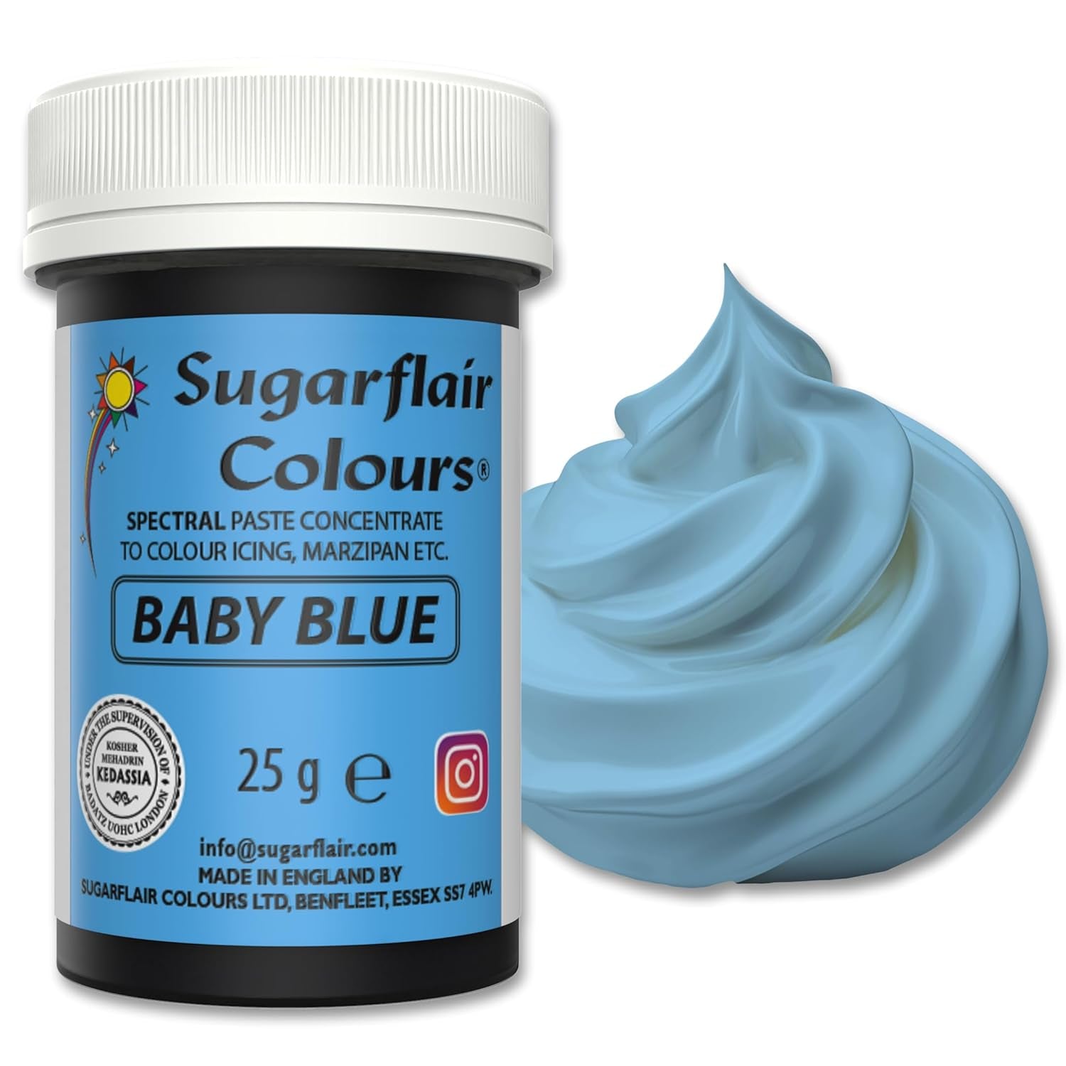 Pastă de colorant alimentar Sugarflair Grafit, colorant alimentar spectral concentrat pentru cremă de unt, pastă de zahăr, glazură, mixuri pentru prăjituri, macarons și multe altele! - 25g