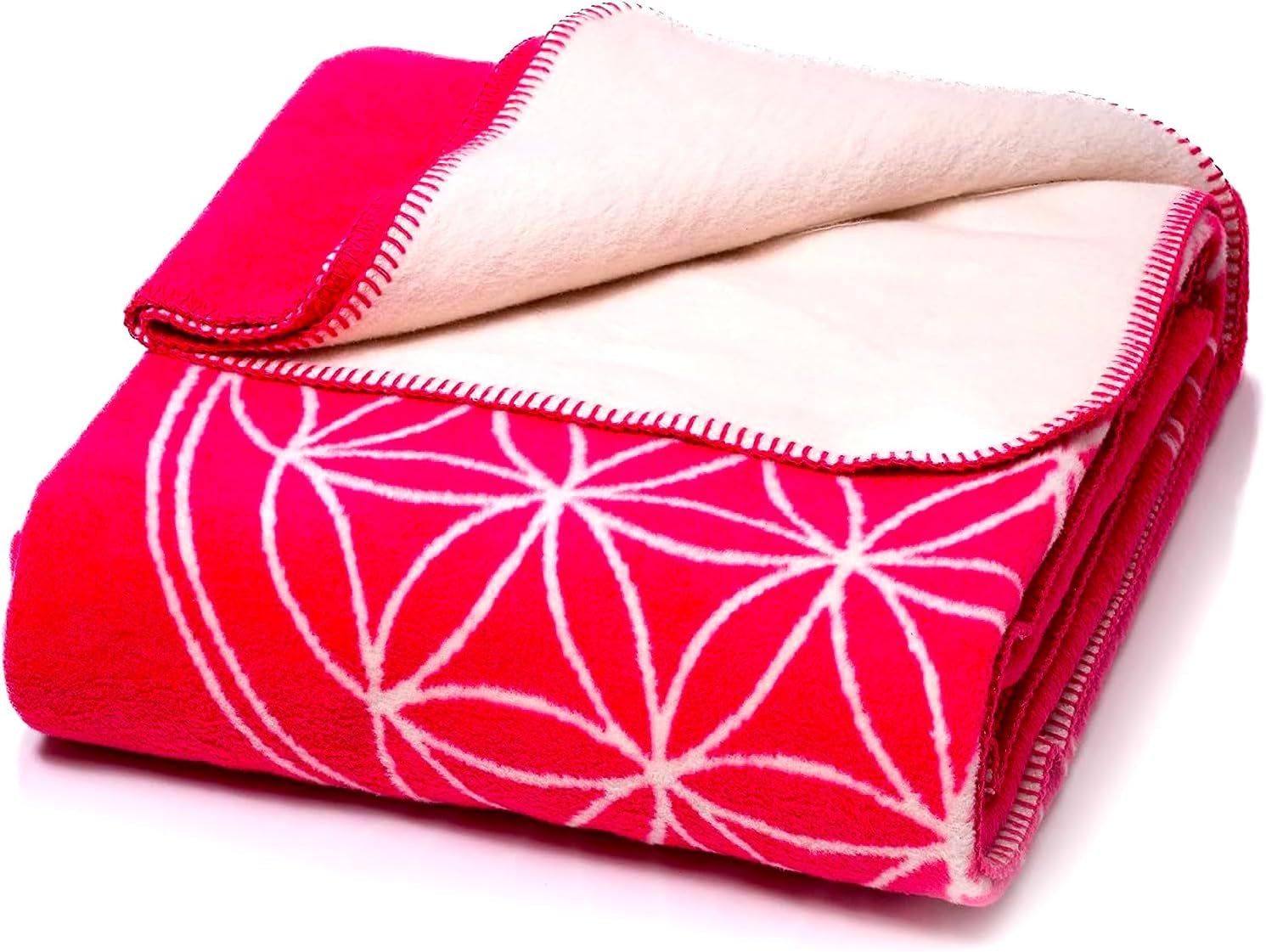 Glart comoda coperta Flower of Life Pink-Ecru XL, 150X200 Cm, extra soffice come una coperta per divano, coperta per divano, coperta per yoga, coperta per la vita, peluche per divano Letti e coperte Glart Pink-Ecru 150X200Cm