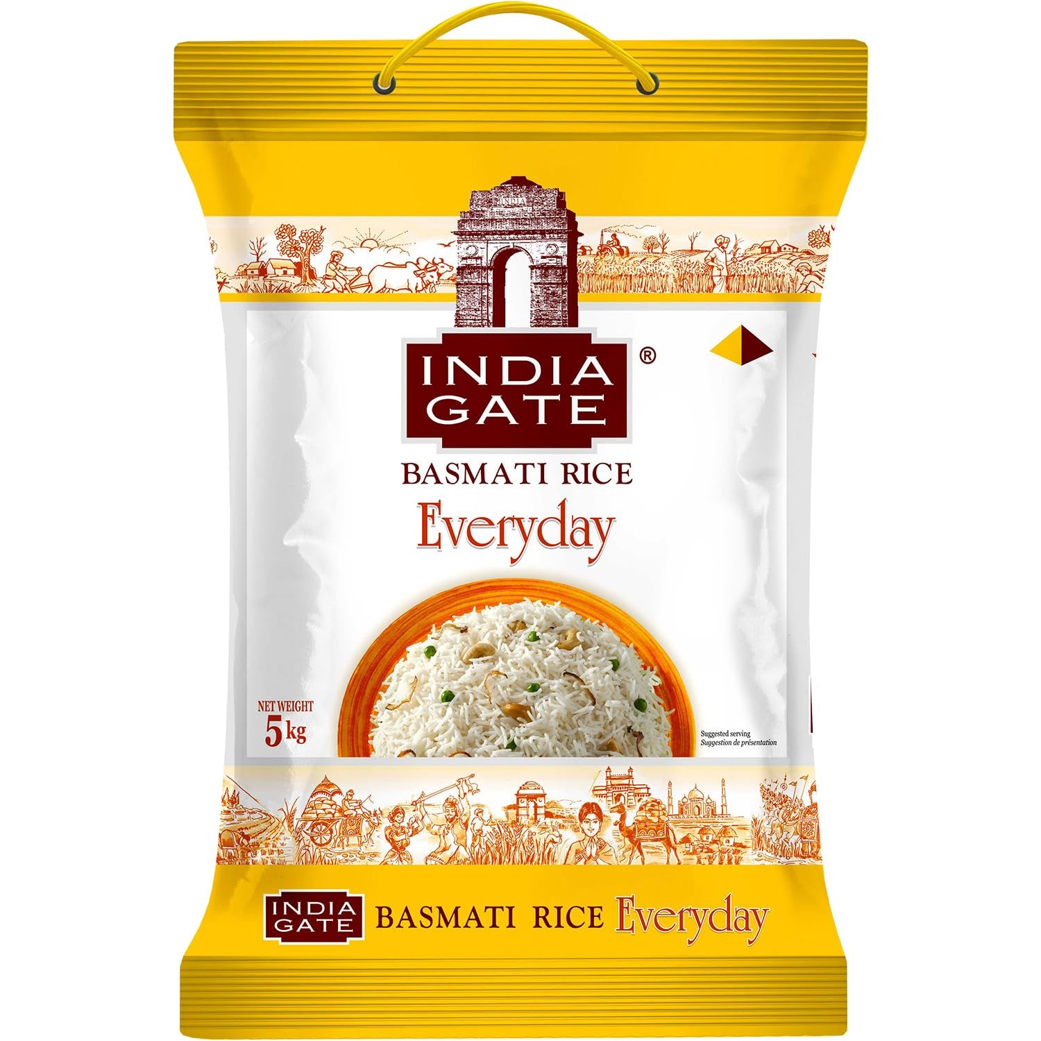 INDIA GATE Riso Basmati Premium – Riso fine a grana lunga, aromatico proveniente dall'India, a grana lunga fine (1 x 5 kg)