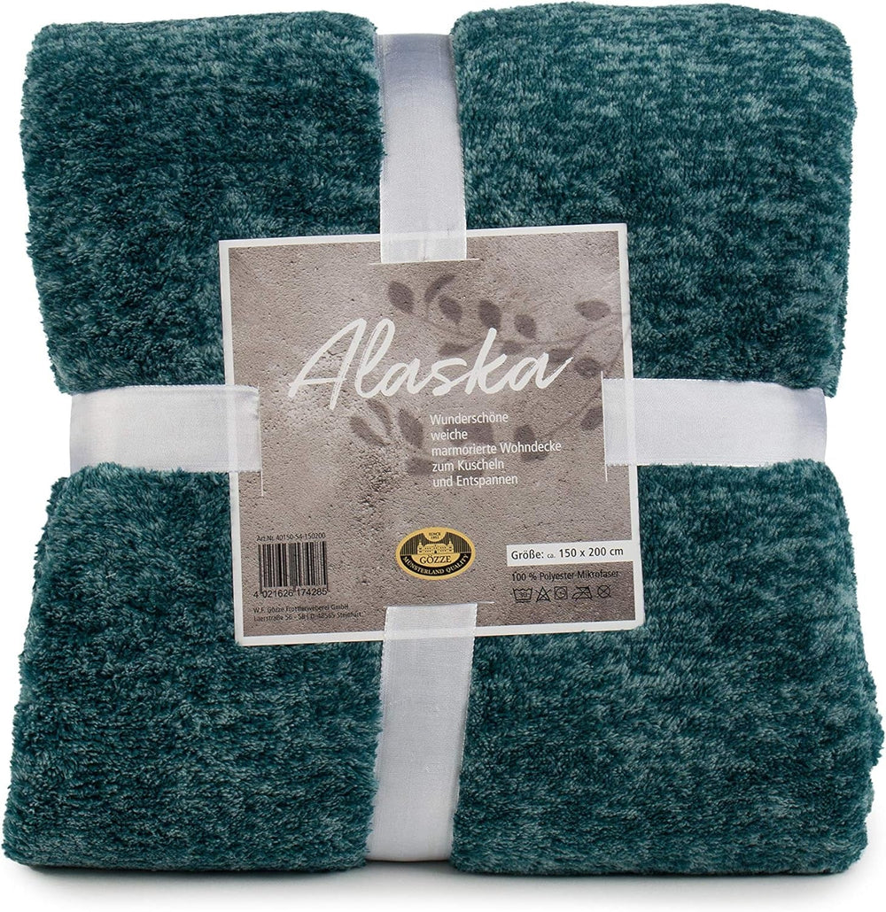 Gözze - Coperta vivente e confortevole marmorizzata, 150 X 200 cm - Petrol Letti e coperte Besuche den Gözze-Store