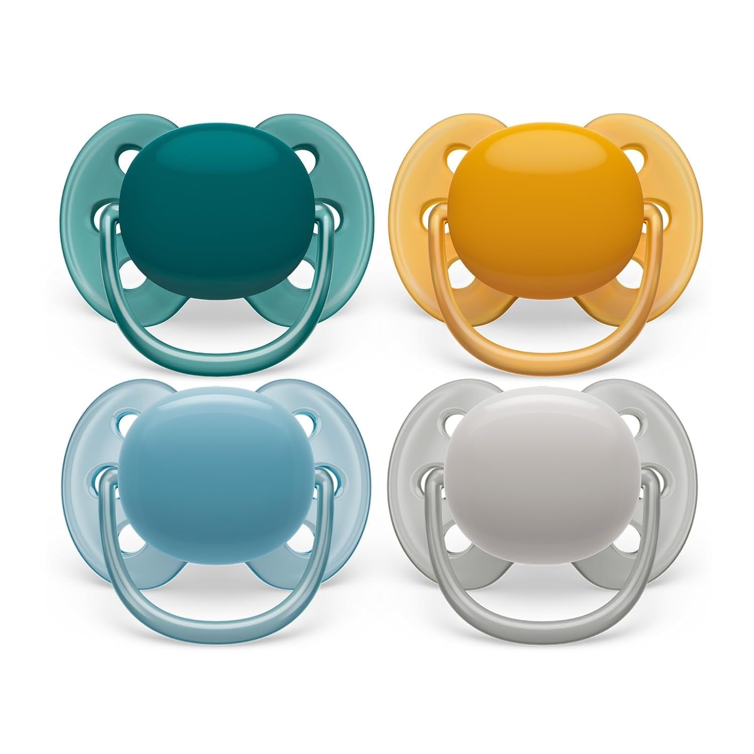 Suzete Philips AVENT ultra moi - pachet de 4 suzete extra moi, fără BPA, pentru bebeluși cu vârsta cuprinsă între 0 și 6 luni, inclusiv cutie de transport și sterilizare (Model SCF091/35)