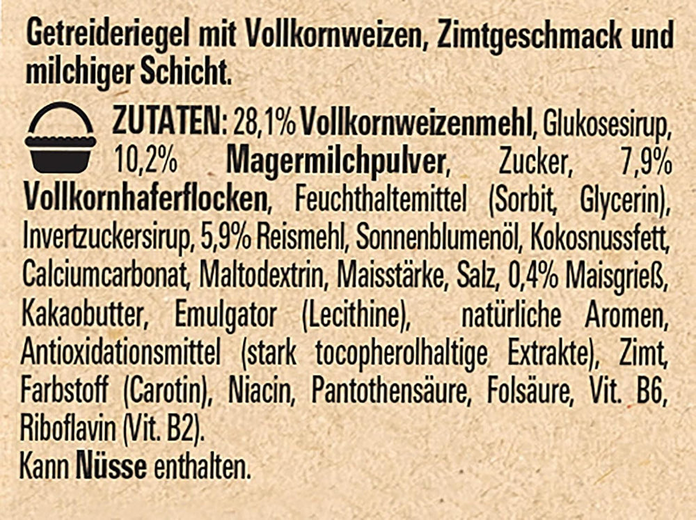 NESTLÉ CINI MINIS Barrette alla cannella, snack croccante al calcio integrale, confezione da 8 (4 x 25 g ciascuno)
