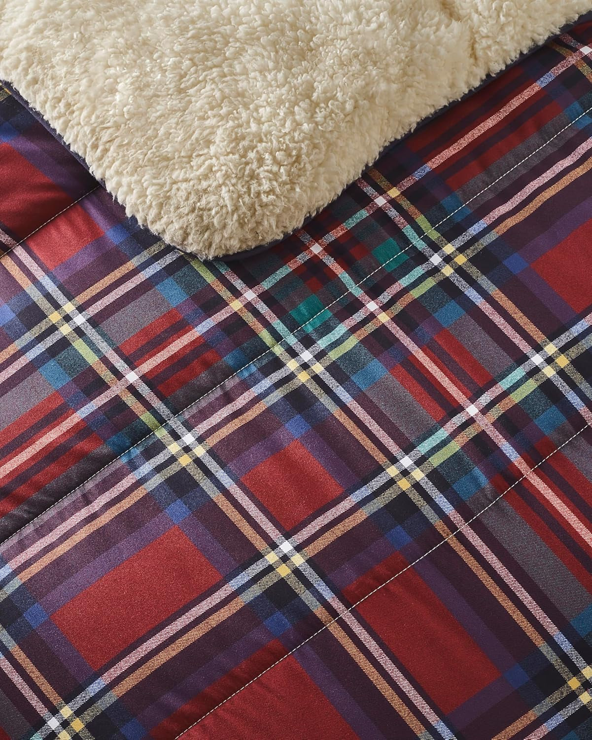 Night Lark accogliente coperta in pile Sherpa, classico tartan rosso, 9 Tog, lussuosa, soffice, spessa e reversibile, perfetta per divano, letto, divano. Ipoallergenico, lavabile in lavatrice, misura: letti e piumini Night Lark