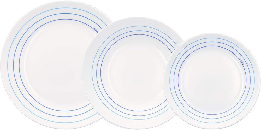 Luminarc Domitille Tafelservice, 18-Teilig, Opal, Keramik, Weiß Set di stoviglie Naty Shop Avrei Blau