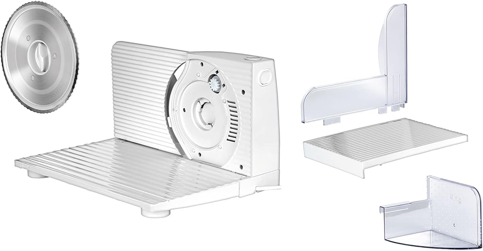 MPM MKR-05 Affettatrice elettrica universale, spessore di taglio regolabile fino a 15 mm, 150 W Trituratori e Affettatrici Naty Shop