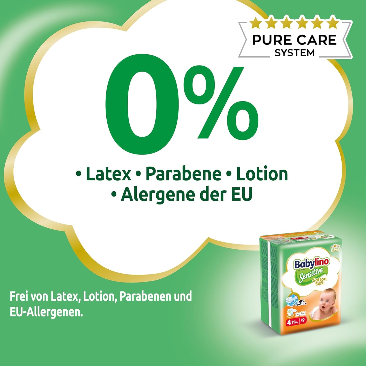 Pannolini per bambini Sensitive taglia 4, Maxi (8-13 kg), 20 pezzi