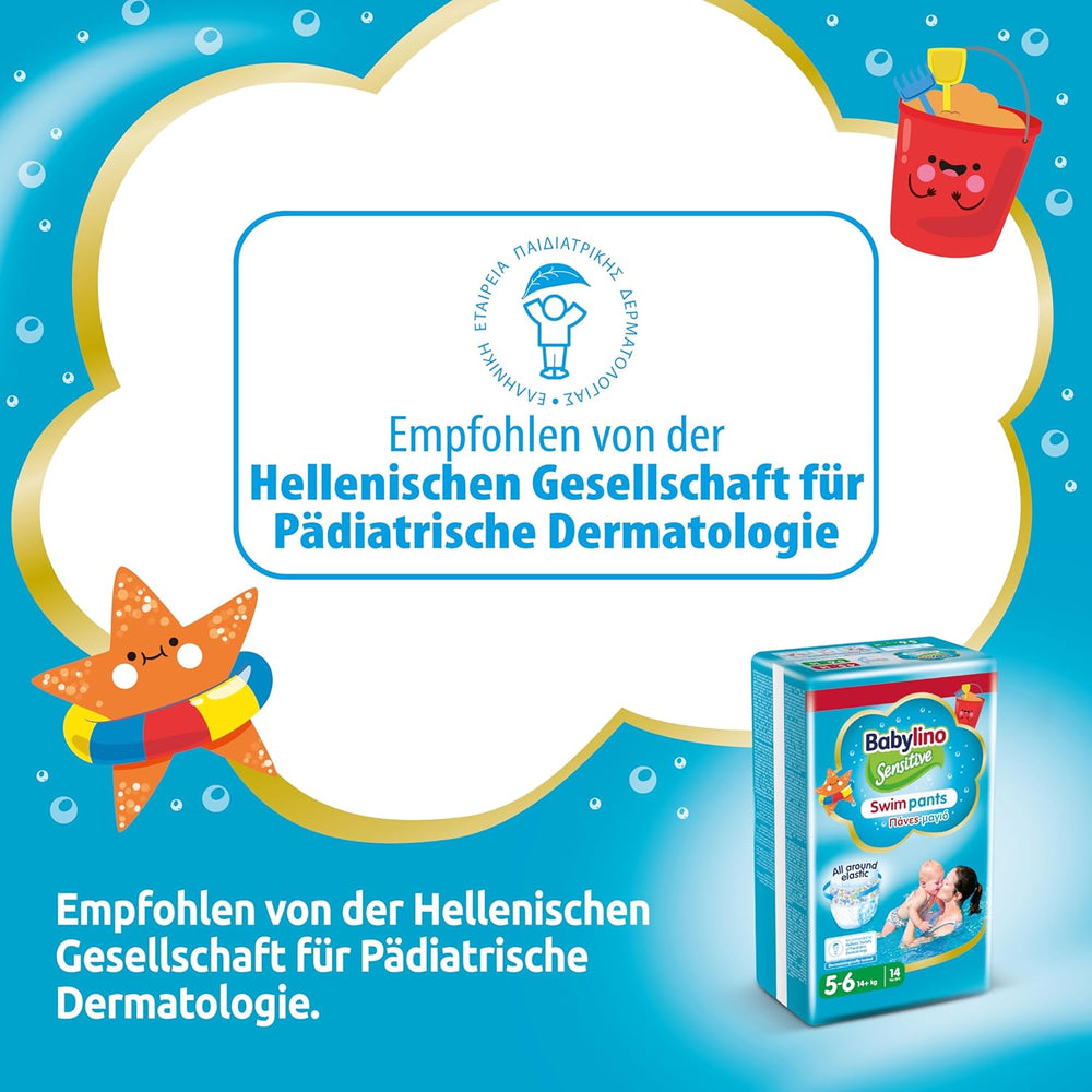 Pannolini Sensitive Swim Pants, per mare e piscina, taglia 5-6 (oltre 14 kg), 84 pezzi