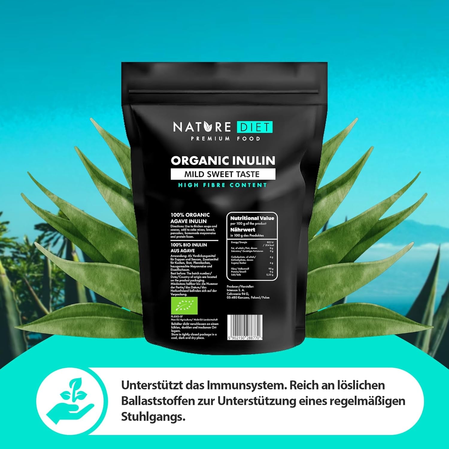 Nature Diet - Bio-Inulina 1 Kg | Aus Agave | Natürliches Präbiotikum Dolcificanti Naty Shop