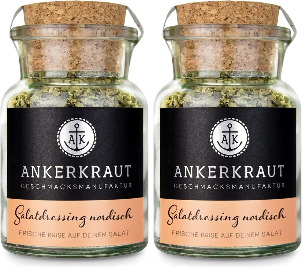 Ankerkraut Condimento per insalata Nordisch Gewürz, 115g in vetro di sughero, Condimento per Knackigen Salat Schnell Selber Machen, Premium Qualität aus Hamburg