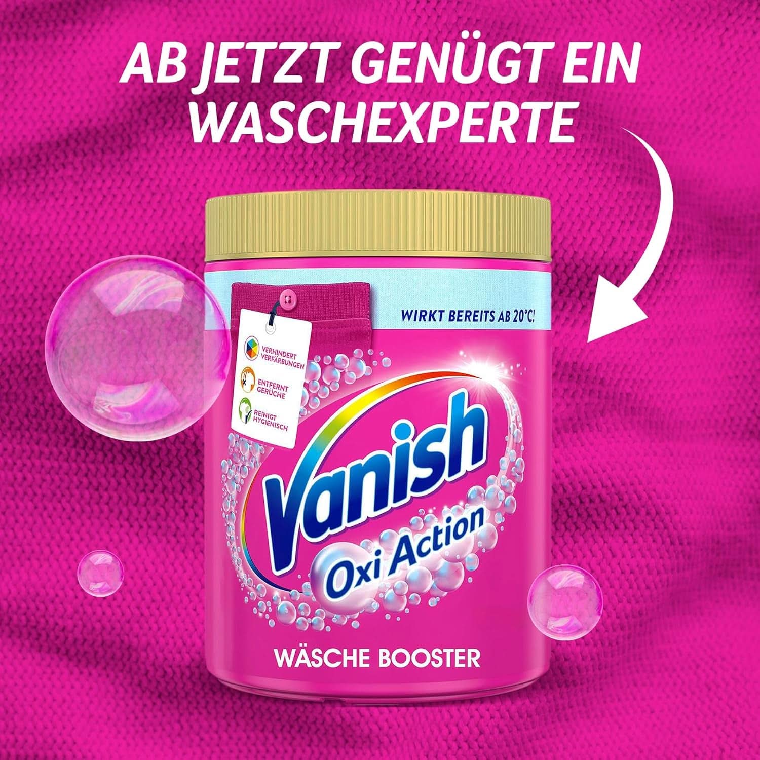 Vanish Oxi Action Powder Pink - 1.125 Kg - polvere smacchiante e migliorativa senza cloro - per bucato colorato Detersivi Bucato Naty Shop