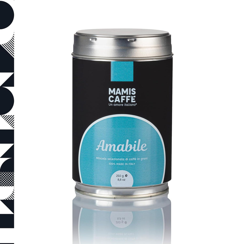 Mamis Caffè Amabile - Boabe espresso întregi - Cafea prăjită mediu cu nuanțe dulci - Espresso italian cu cremă groasă Cafea Naty Shop 250 grame Boabe întregi