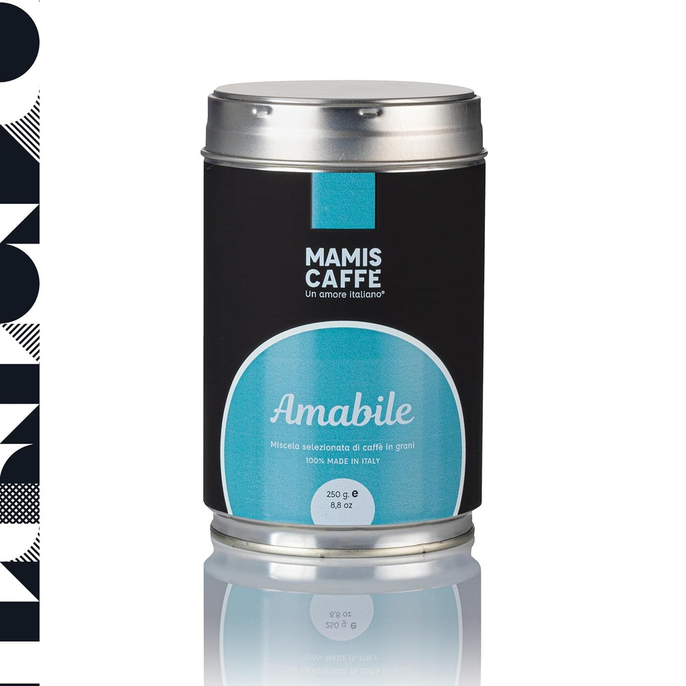 Mamis Caffè Amabile - Boabe espresso întregi - Cafea prăjită mediu cu nuanțe dulci - Espresso italian cu cremă groasă Cafea Naty Shop 250 grame Boabe întregi