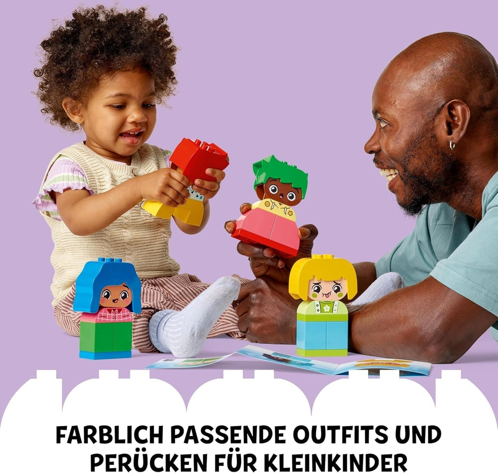 LEGO DUPLO Big Feelings, gioco di costruzione impilabile con 23 mattoncini colorati e 4 personaggi, giocattolo di abilità motoria per promuovere lo sviluppo sociale ed emotivo dei bambini a partire da 18 mesi 10415 Set di costruzione Beuche den LEGO-Store