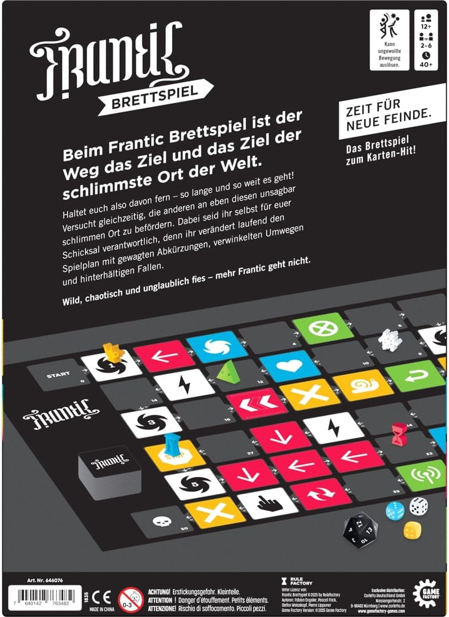 Game Factory 646076 Gioco da tavolo Frenetic Stealth Racer Uno sfacciato gioco di società per 2-6 giocatori dai 12 anni in su