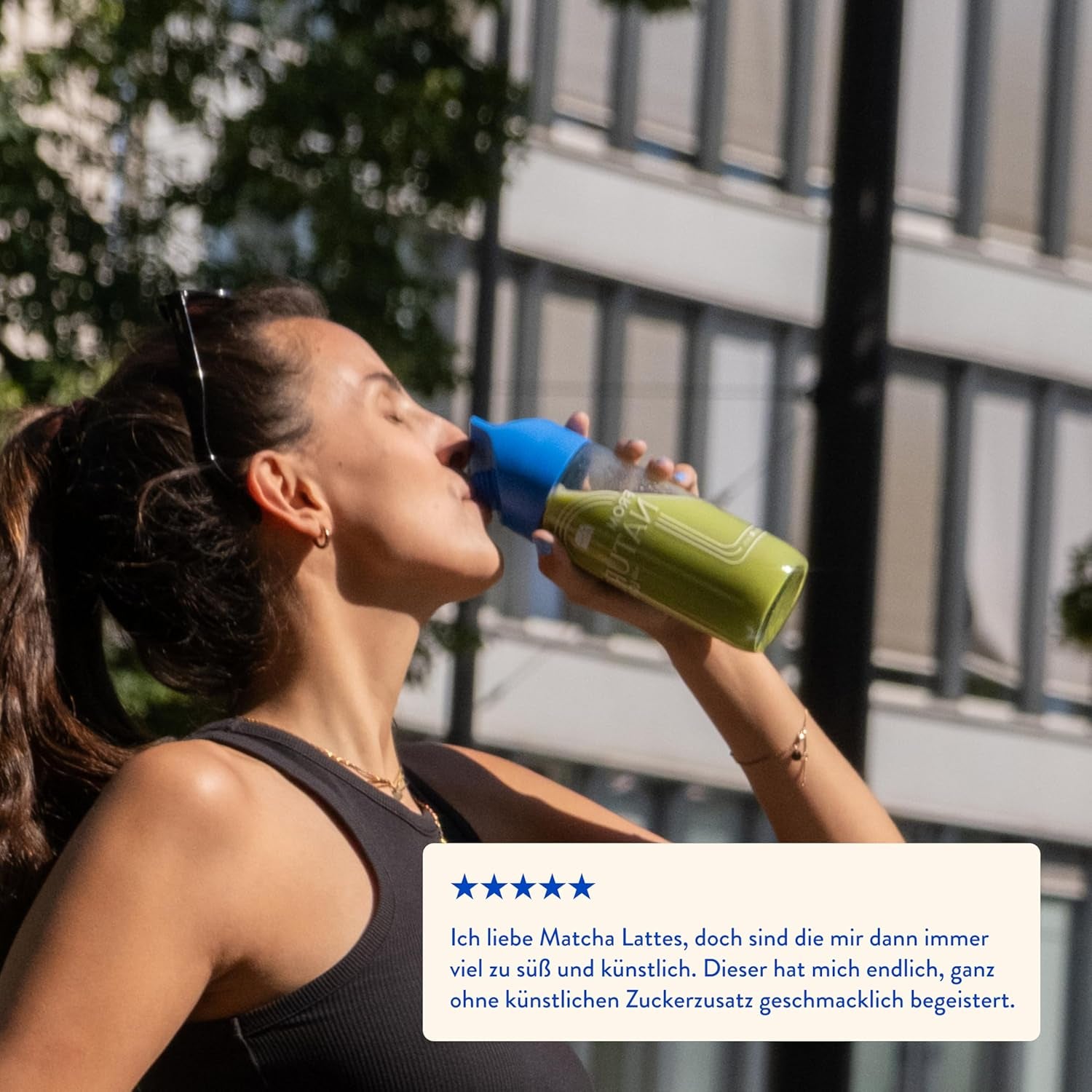 Blue Farm Bio Matcha Oat Latte auf Haferbasis ohne Zuckerzusatz - Mit dem Vitalpilz Lion's Mane - Vegan - senza lattosio e senza glutine (300 g, Matcha)