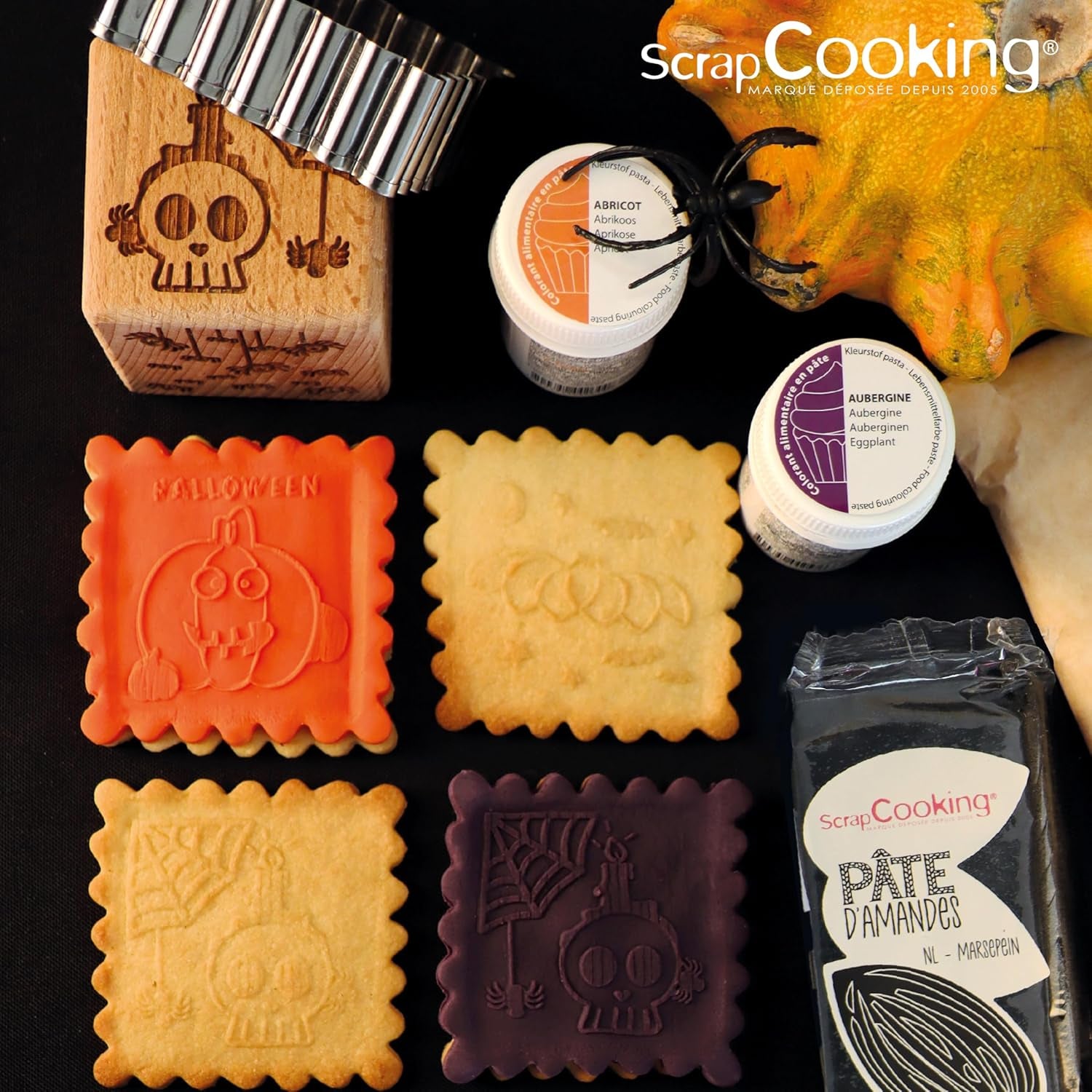 ScrapCooking – Modello decorato in legno con mostra di Halloween – con 1 torta di keksaus e würfelausstecher con 5 gesti erhabenen ingravierten – 5298