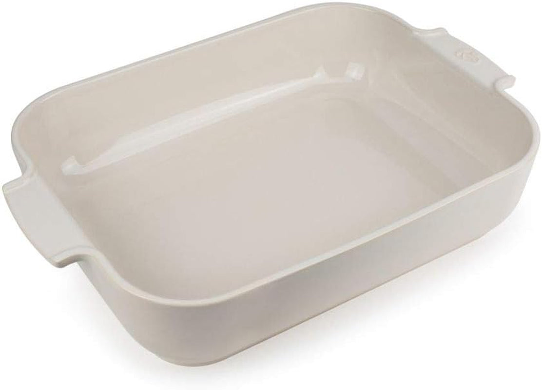 Peugeot Appolia Rechteckige Auflaufform Mit Griffen, Keramik, Schiefer / Grau, 8.3X40.5X27.2 Cm, Fassungsvermögen: Ca. 4 L, 60022 Stampi e teglie per dolci Naty Shop Ecru