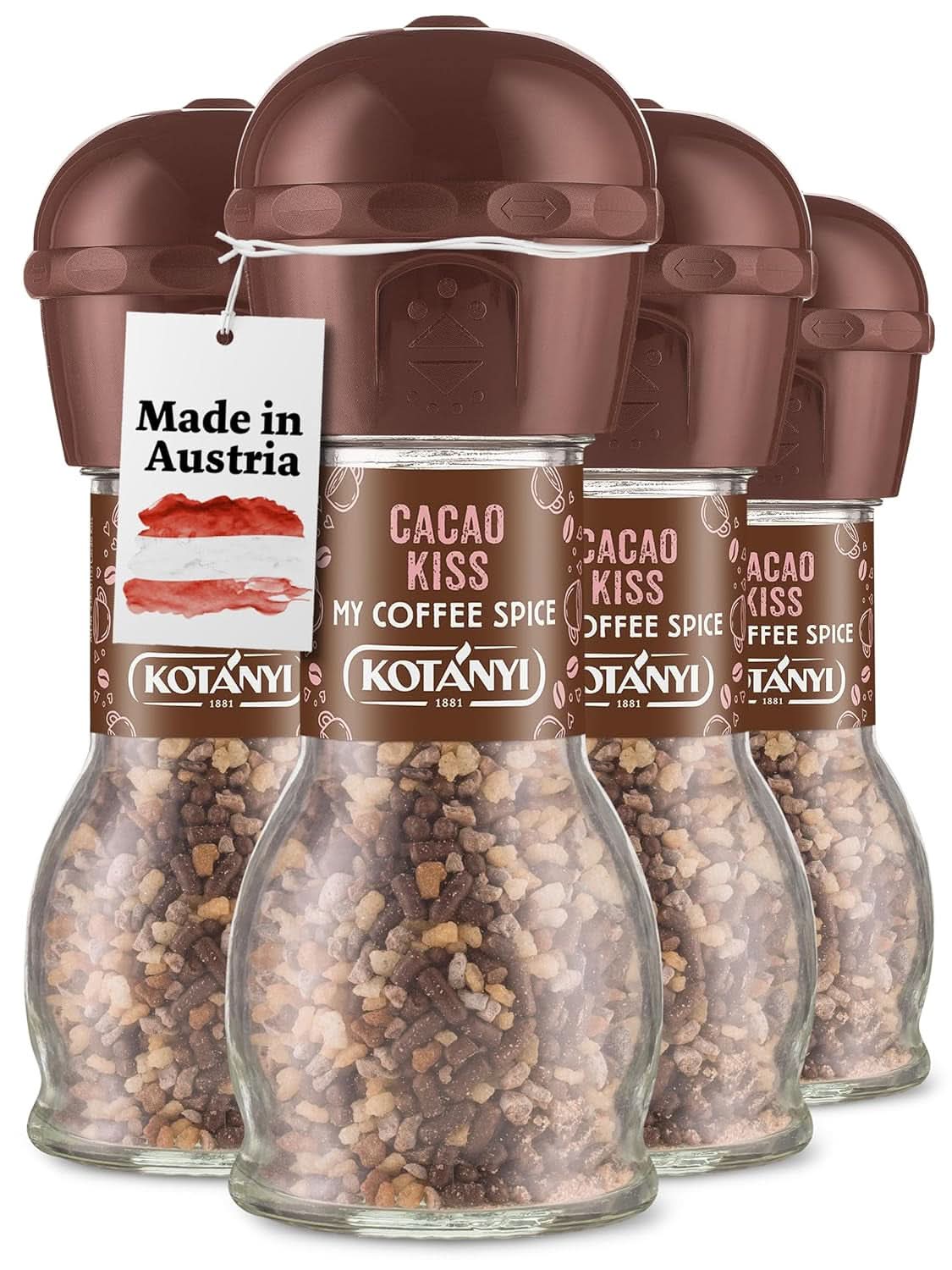 Topping per il caffè Kotanyi Cacao Kiss | Meraviglioso cioccolato con pezzetti di cioccolato pregiato, confezione da 4 (4 X 63 grammi) Naty Shop Cacao Kiss 4 x 63 grammi