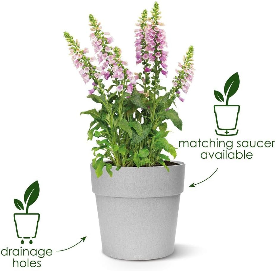 elho Vibia Straight Round 25 - Ghiveci de flori pentru exterior - Ø 24,3 x H 23,2 cm - Gri/Beton viu